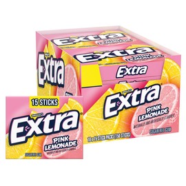 EXTRA Pink Lemonade Gum - Sugar Free Chewing Gum Bulk, 10 Packs per Inner, Total 150 Sticks