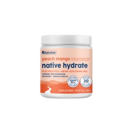 NativePath Native Hydrate, sin azúcar, polvo de electrolitos con BCAA, hidratación de melocotón y mango, apto para dietas cetogénicas y paleolíticas, 