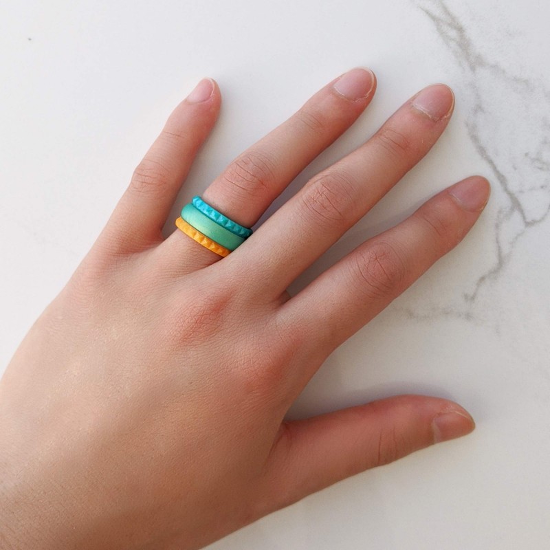 Knot Theory Turquoise Thin Stackable Silicone Ring - 2mm Slim