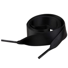 ANUFER Flat Silk Satin Ribbon Shoelaces 2CM Wide for Sneakers Ballerinas Pumps P13 Black 180 CM
