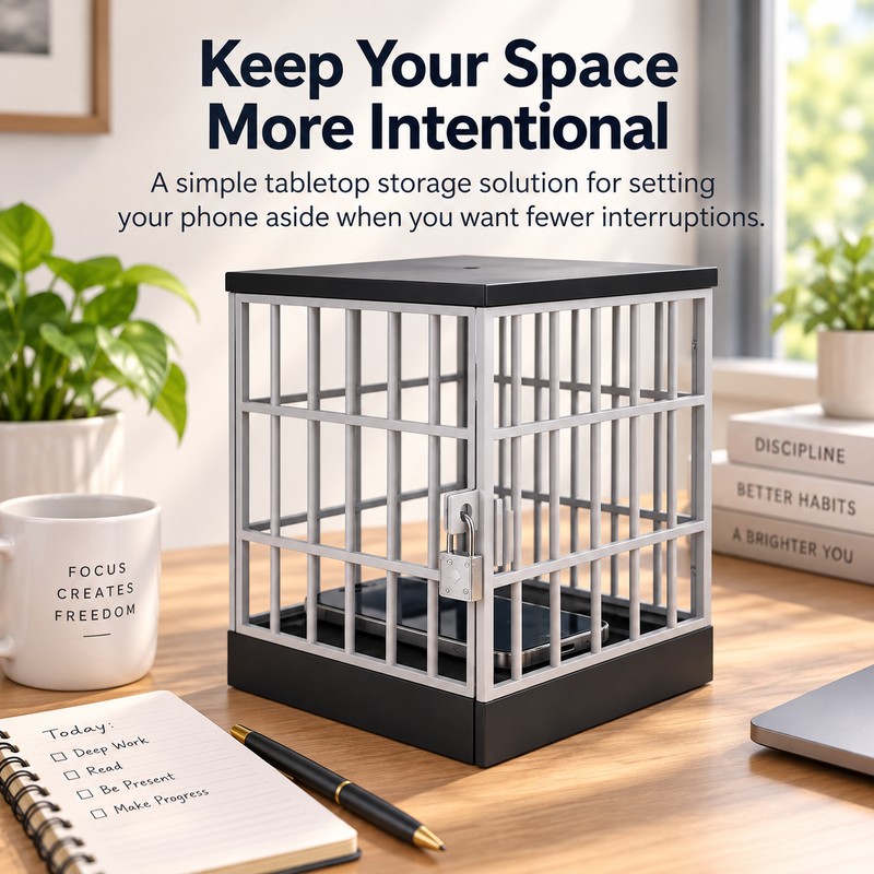 Phone Lock Box for Screen-Free Time – Plastic Locking Cage