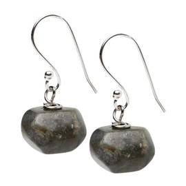 Edelstein Perle Ohrringe für Frauen - Teardrop Form Edelstein und Sterling Silber Haken baumeln Tropfen Ohrringe (Labradoritstein)