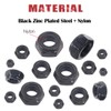 Hilitchi 165-Pcs Black Zinc Plated Nylon Insert Hex Lock Nuts