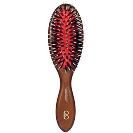 L'Artisan Brossier - Pneumatic hair brush thistle made of solid beech wood - traditional brush small size, pure boar bristles and nylon pins - Made in France