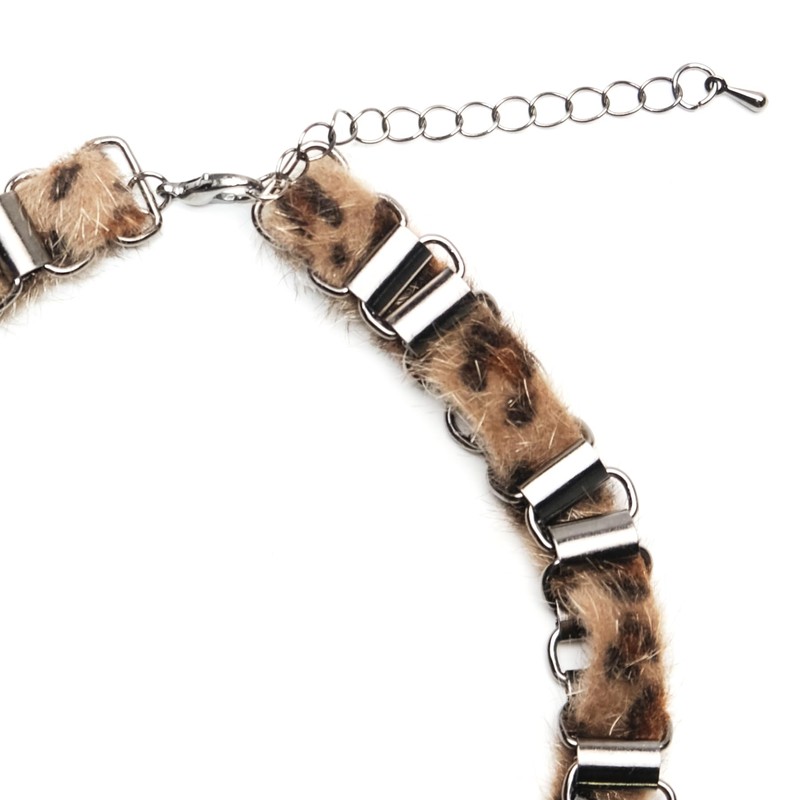NAMEOF Leopard Y2K Grunge Gothic Choker Women's Studded Cross Necklace