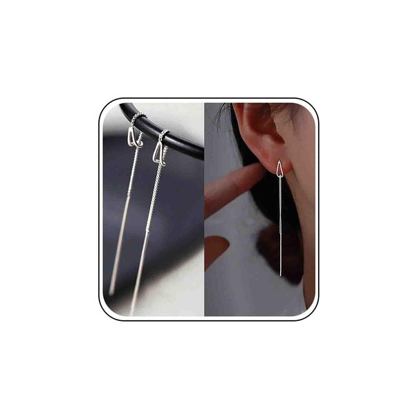 Cz Teardrop Threader Earrings Gold Silver Long Chain Thread Earrings