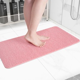 Hargiis Non-Slip Bathtub Mat, Anti Slip Shower Mat, Fast Drying Bathtub Mats, Foot Scrubber Mat, Anti Slip Mat for Tub, Floor, Bathroom, Kitchen, Home, Hotel (Pink 36"×24")