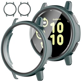 Rc-Z Screen Protector Case for Garmin vívoactive 5, [2-Pack] Hard PC Bumper Full Face Cover Replacement Accessories for Garmin Active 5/Vivoactive 5, Green