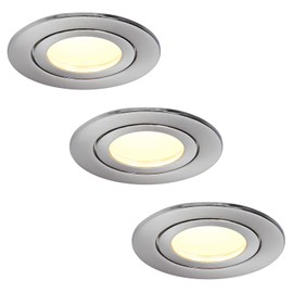 HCFEI Set of 3 LED Recessed Spotlights Round Flat 5 Watt Dimmable 230 V IP44 - Suitable for Bathroom, Kitchen, Sauna, Outdoor Use - Diameter 65-75 mm Bore Hole (Silver - Neutral White)