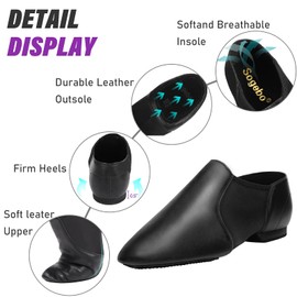 Split Sole Child Jazz Shoes Dance for Girls Boys, Black 11.5 Little Kid