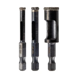 3-Piece Diamond Arbored Hole Saw Bit Set (3/16, 1/4, 1/2-Inch)