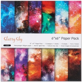 Scrapbook Paper, 14 Sheets Craft Scrapbooking Paper Pad 12x12 Inch Starry Sky Pattern Single-Side Printing Cardstock Paper Supplies for Crafting Card Making Decorative Background Art Abum Scrapbooking