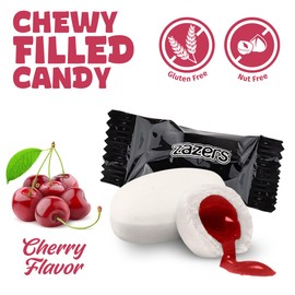 Black Foils Chewy Filled Sweet and Sour Candy, 1-Pound Bag of Black Color Themed Kosher Candies Individually Wrapped Cherry Fruit-Flavored Taffies (NET WT 454g, About 112 Pieces)
