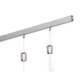 STAS Minirail Picture Hanging System Set - Covers 6.56 ft of Wall Space - Smallest Picture Rail & Art Hanging Gallery Kit for Art Display (Matte Silver Rails, Includes 2 Hooks & Cords)