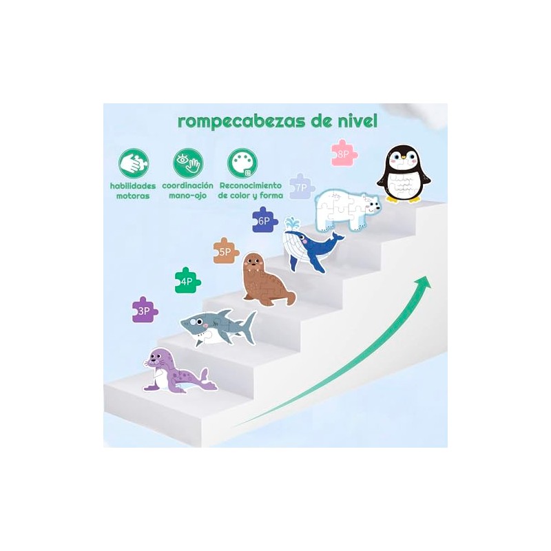 JAYLEN Rompecabezas Aquatic Creatures Rompecabezas de 33 Piezas Montessori Toys