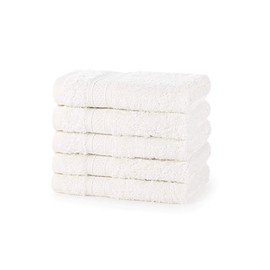 A & B TRADERS Pack of 12 Egyptian Cotton 600 GSM Fingertip Towels Flannels Facecloth Set Multi-purpose Sports Workout 30 x 30cm Highly Absorbent Towels (White)
