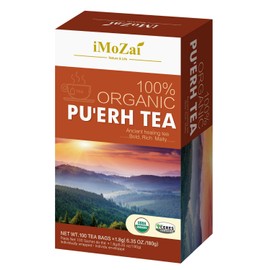 Imozai Organic Puerh Tea Bags 100 Count Individually Wrapped
