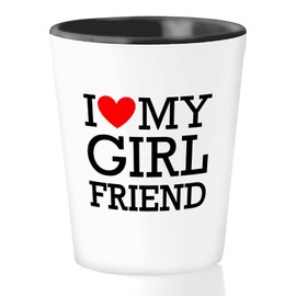 Bubble Hugs Marriage Shot Glass 1.5oz - I Love My Girlfriend - Funny Sarcasm Couple Lover Dating Date Partner Valentine's Day for Boyfriend