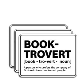 (3Pcs) Book-Trovert Definition Stickers Funny Sarcastic Quote Humor Motivational Inspirational Gifts Waterproof Vinyl Decals for Kindle Water Bottle Bumper Car Hard Hat Phone Laptop 3x2.2