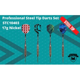Professional Steel Tip Darts 12 PC Set | 12 PC Brass Barrels | 12 PC Aluminum Shafts 48mm | 16 PC Flights Standard Shape | 1 Multi-Purpose Dart Tool | 1 Carry Bottle… (17g Nickel Barrel)