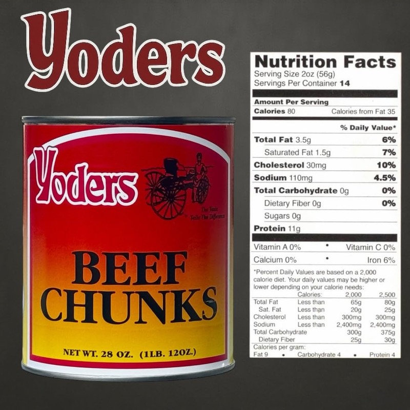 Yoder's Canned Premium Boneless Beef Chunks, 28 Oz(1 lb.12 Oz,1