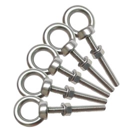 AIVOOF Stainless Steel Eye Bolts, M6 Shoulder Eye Bolt 2" Heavy Duty EyeBolts Screws in Eye Hooks with Washer and Nuts for Lifting Ring Eyebolt Thread Length 50mm