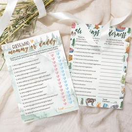 DISTINCTIVS Little Adventurer Baby Shower Party Games - Guess Who Mommy or Daddy and All Things Wilderness Matching Game (2 Game Bundle) - 20 Cards