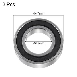 uxcell 2Pcs S6005-2RS Deep Groove Ball Bearings 25mm x 47mm x 12mm Double Sealed 440C Stainless Steel (ABEC3)