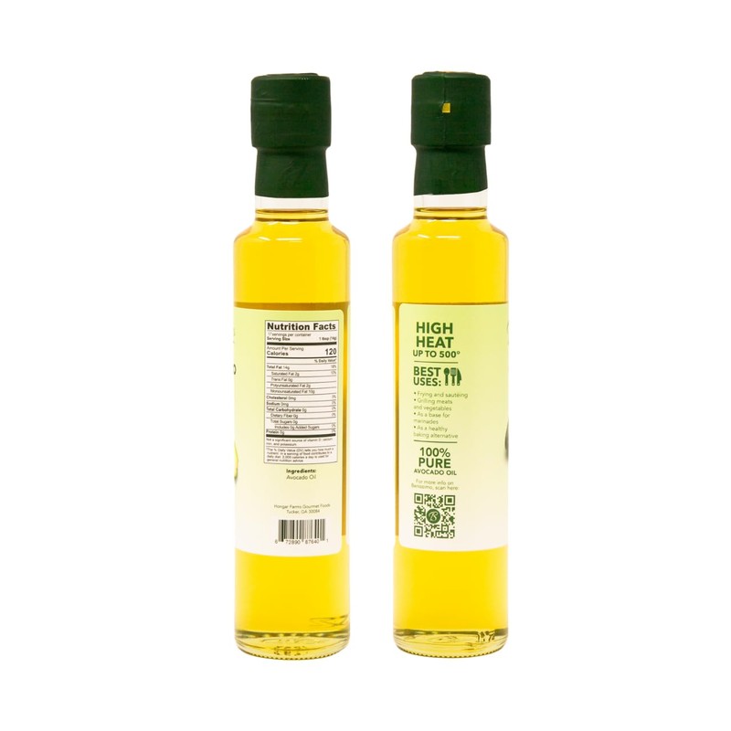 100% Pure Avocado Oil in Glass Bottle, Allergen-Free and Non-GMO,