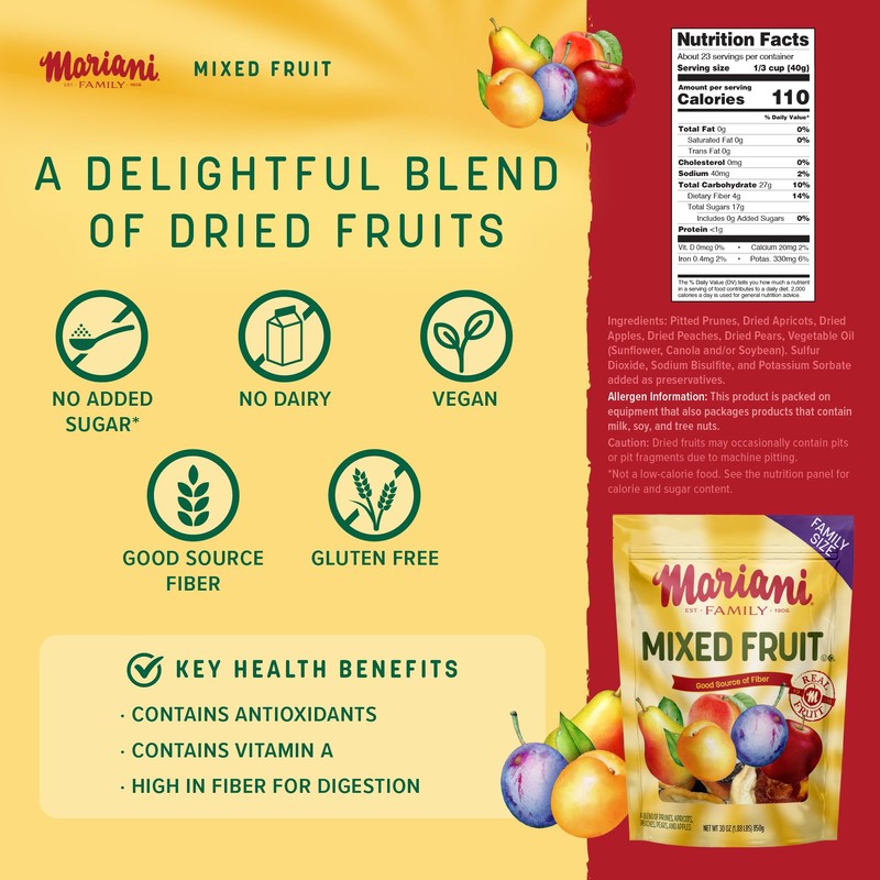 Mariani Mixed Fruit - 30oz Bulk Bag, Dried Fruit Mix