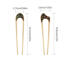 WADY U-Shape Hairpins, 6 Pcs U Shaped Hair Pin Fork Sticks, 2 Prong Updo Chignon Pins Metal French Hair Pins U-Shaped Hairpins Metal French Twist Hair Pin Fork Hair Grips Metal Hair Pin Fork Sticks