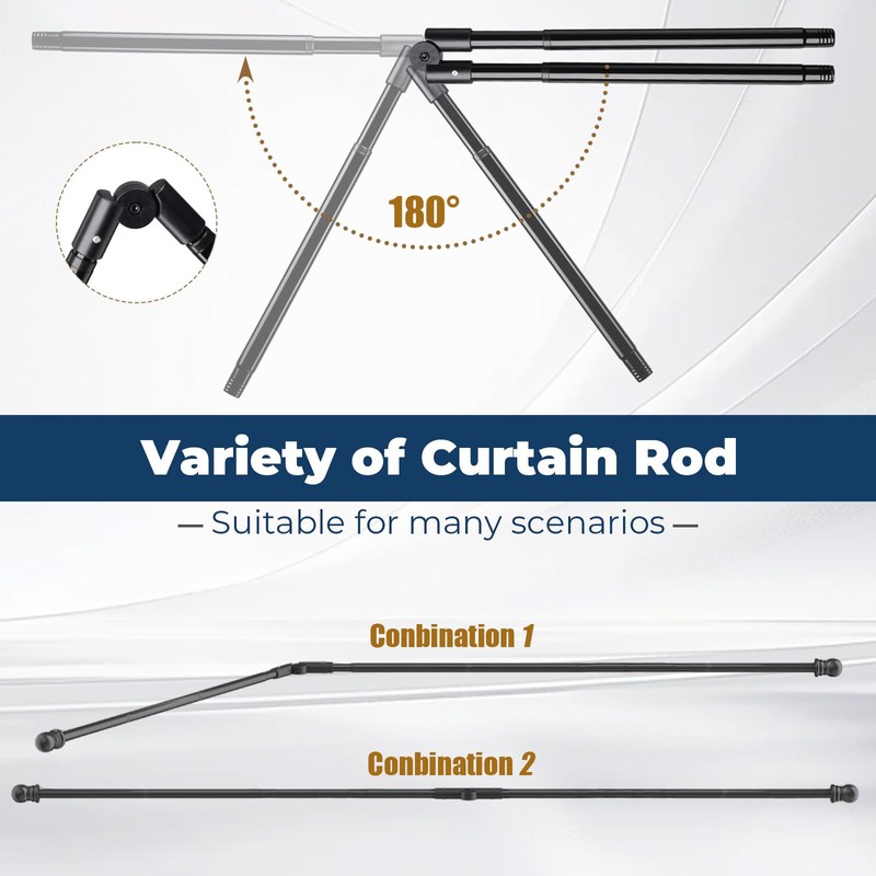 Corner Curtain Rod for Windows 30 to 136 Inches, Adjustable