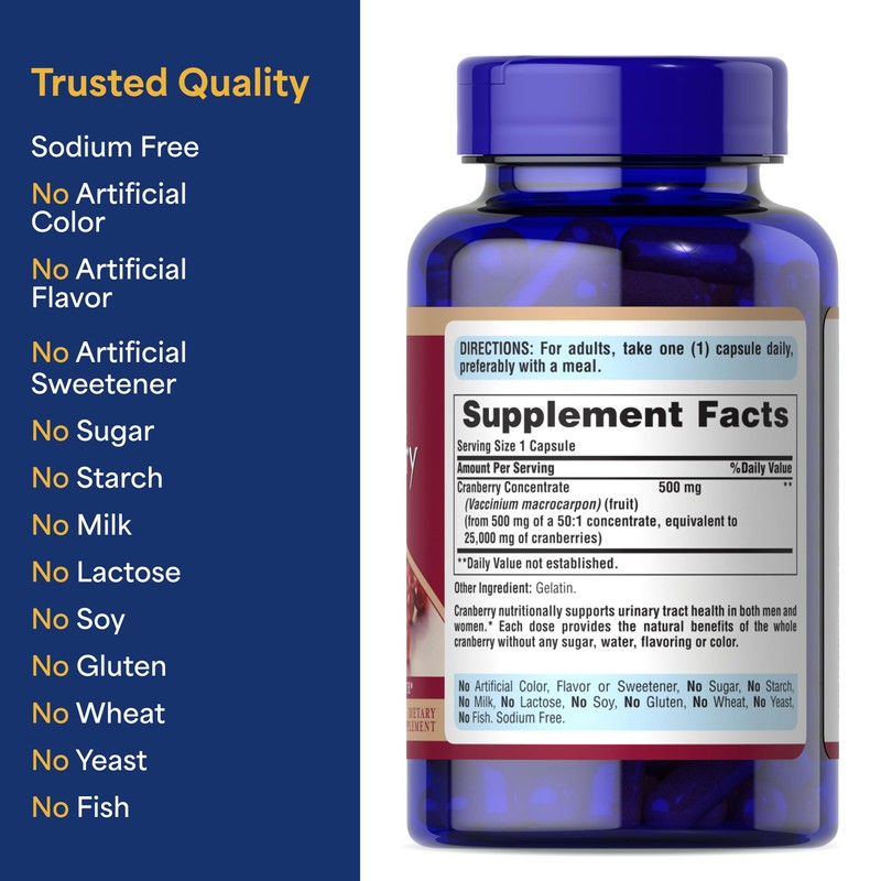 Puritan's Pride Naturally Sourced Cranberry One Per Day Fruit Concentrate