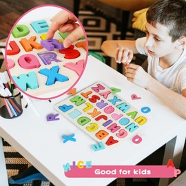 Amor Present ABC Wooden Alphabet Puzzle Board for Toddlers