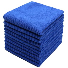 HIDMD Microfibre Cleaning Cloths Dish Cloths Lint Free Cloths For Polishing Drying Washing Waxing Dusting Cleaning Accessories Kitchen Dusters Car Bathroom Blue Pack of 10 30cm x 30cm Blue