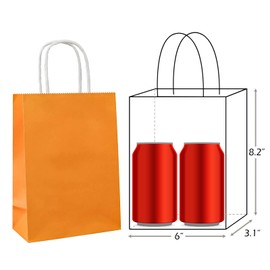 ADIDO EVA 25 PCS Small Gift Bags Orange Kraft Paper Bags with Handles for Party Favors (8.2 x 6 x 3.1 In)