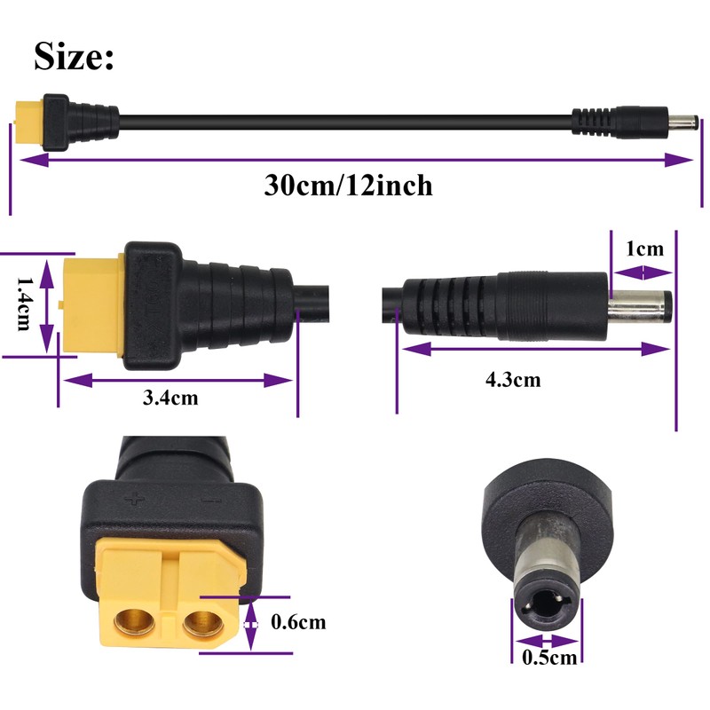 AAOTOKK DC 5.52.5mm to XT60 Adapter Cable Female XT60 Bullet