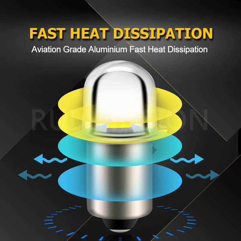 Ruiandsion P13.5S LED Flashlight Bulb 18V Base Socket White LED