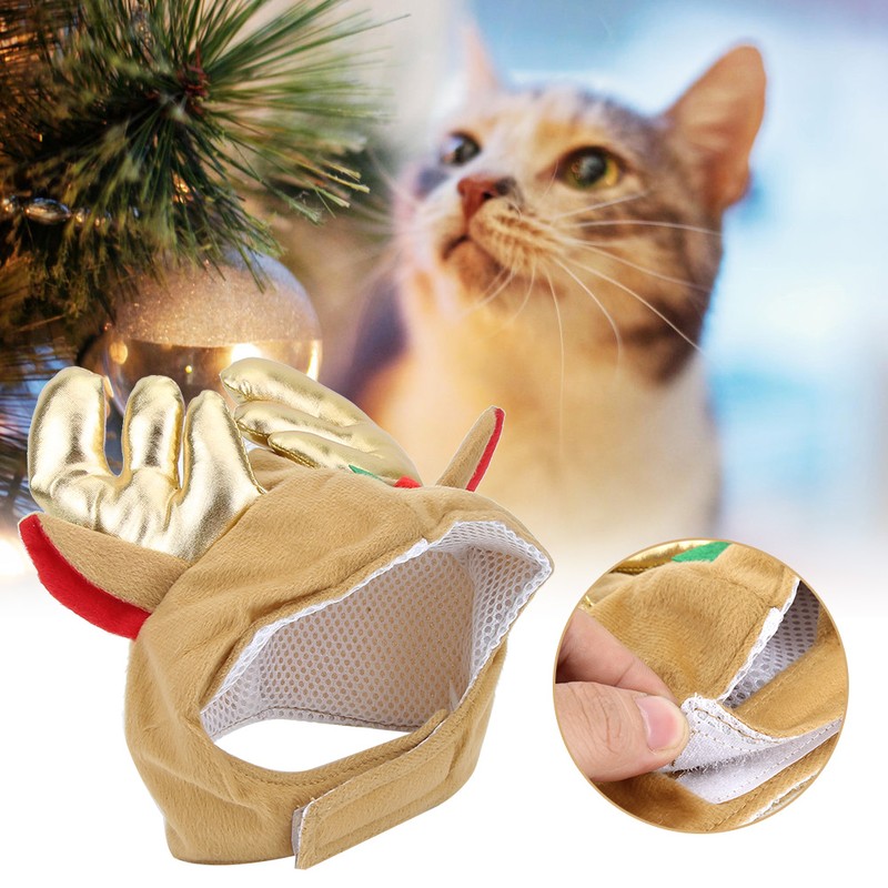 Polyester Coffee Cute Breathable Pet Cartoon Elk Hat Cat Dog