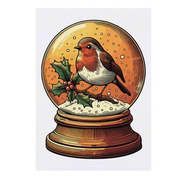 'Robin Snow Globe' Temporary Tattoo - Water Resistant, Skin-Safe, Non-Toxic Transfer (TO00077503)