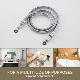 Flexible Showerhead Hose, Angle Simple Stainless Steel 59-inch Outdoor Shower Hose Extension Faucet Sprayer Hose Bathroom Fixtures Pipe Metal Connector Interlock Shower Hose Chrome