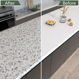 Yenhome 17.7"X200" Grey Granite Contact Paper for Countertops Peel and Stick Waterproof Self Adhesive Contact Paper for Cabinet Vinyl Wrap Shelf Liner Peel and Stick Countertops Decor Kitchen Bathroom