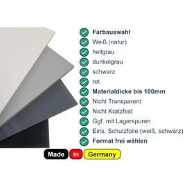 diconfa PVC Panel Red Made to Measure - 1 to 100 mm Thick - Selection: 100 x 200 mm (10 x 20 cm), 20 mm Thick - Hard Semi-Matt - Non-porous Smooth Surface - Machine Made Plastic Panel