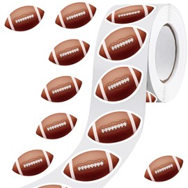 500pcs Football Sport Stickers Roll, Self-Adhesive Sports Ball Sticker Labels,Rugby Sports Theme Party Decor Gift Bag Seal for Birthday Parties, Sports Party Supplies, Rugby Team Gift