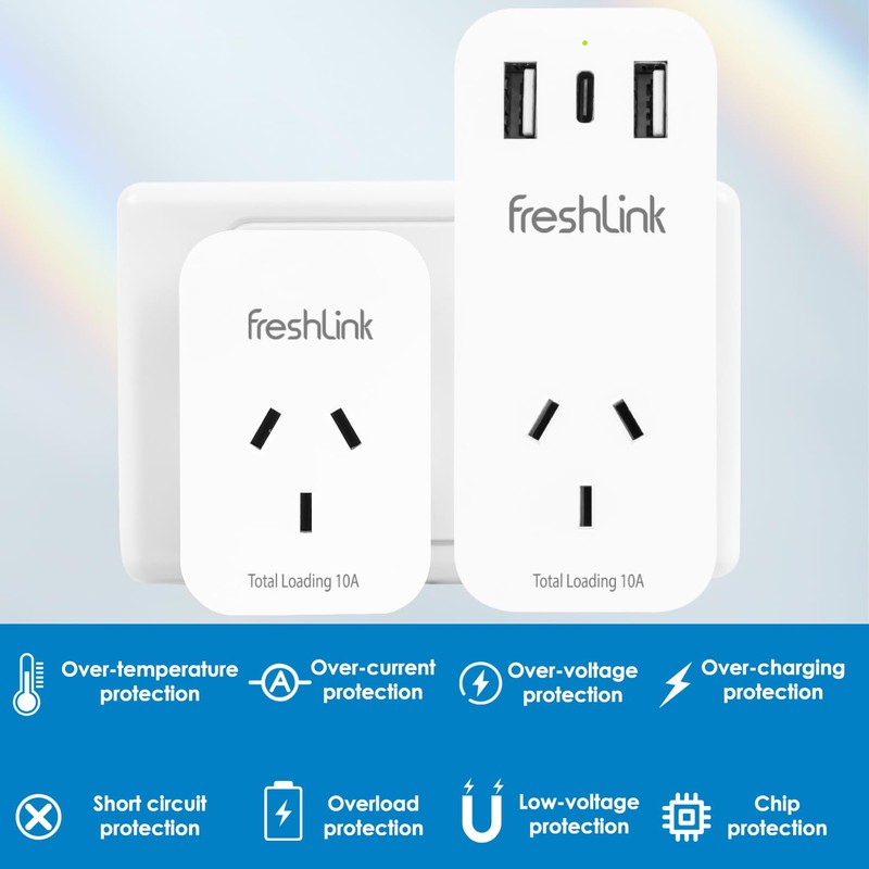 Smart Plug 10A FreshLink Smart Indoor Socket Wi-Fi Bluetooth with