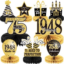 9PCS 75th Birthday decorations 75th birthday Centerpieces for Tables Decorations Vintage 1948 Honeycomb Table Topper Back in 1948 75th Birthday Decorations for Men and Woman 75 Years Birthday Party