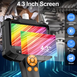 GlobalCrown Endoscope Camera with Light, 4.3 Inch IPS Screen, Tube Camera, IP67 Waterproof Endoscope Inspection Camera with 8 Adjustable LEDs and 5 m Semi-Rigid Cable