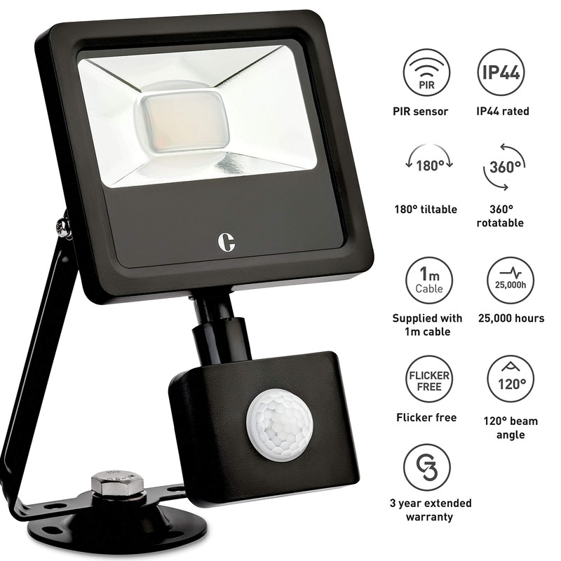 Collingwood FLOODLIGHT Spotlight 10W with OR Without PIR FL01. Colour