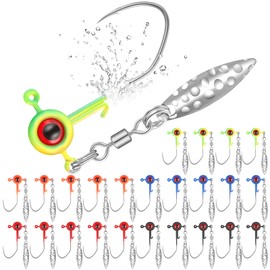Crappie Jig Heads Kit, Fishing Jig Head Hook Fishing Lure Jig Head with Eye Ball 1/16 OZ Head Jig Hook Lure with Spinner Blade Outdoor Fishing Tackle for Saltwater Freshwater Fishing (25 Pieces)