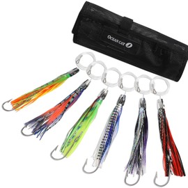OCEAN CAT Saltwater Trolling Lure for Marlin Tuna Mahi Dolphin Durado Wahoo Trolling Lures Free Mesh Bag Offshore Big Game Lures (8.5 in - Weighted Head - 6pcs)